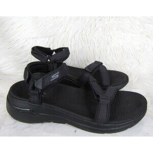 Skechers GO Walk Arch Fit Black Cruise Around Comfort Sandals Women's Size 11